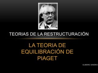 TEORIAS DE LA RESTRUCTURACIÓN 
LA TEORIA DE 
EQUILIBRACIÓN DE 
PIAGET 
ELABORO: SANDRA S. 