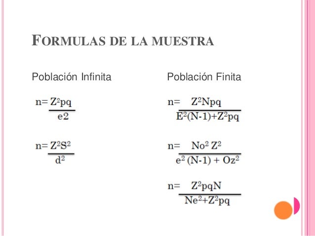 Formula Para Poblacion Finita E Infinita