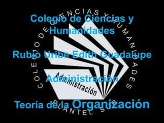 Colegio de Ciencias y HumanidadesRubio Uribe Edith GuadalupeAdministración Teoría de la Organización 