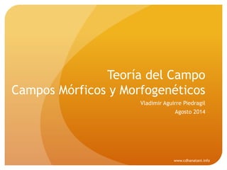 Teoría del Campo
Campos Mórficos y Morfogenéticos
Vladimir Aguirre Piedragil
Agosto 2014
www.cdhanatani.info
 