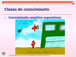 Clases de conocimiento 
UNIVERSIDAD VIZCAYA DE LAS AMÉRICAS. UNIDAD GUAYMAS 
 