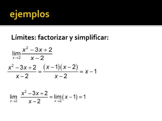 Límites: factorizar y simplificar:
 