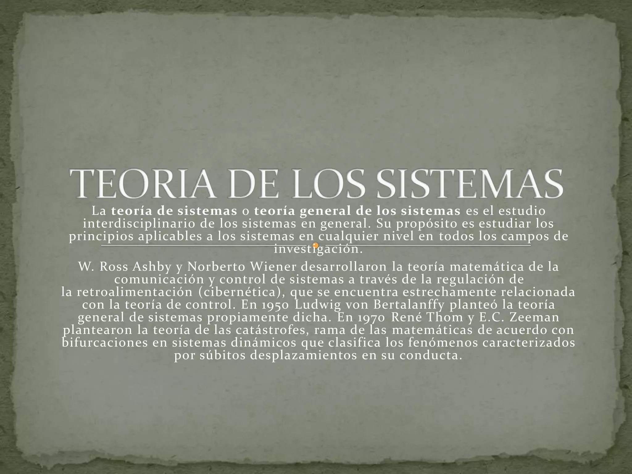 Teoria de los sistemas | PPT