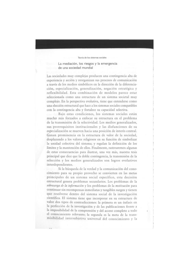 Teoría de los sistemas sociales. Niklas Luhmann Teoría de los sistemas sociales. Niklas Luhmann
