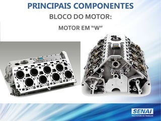 PRINCIPAIS COMPONENTES
BLOCO DO MOTOR:
MOTOR EM “W”
 