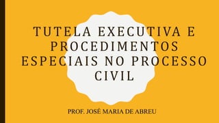 TUTELA EXECUTIVA E
PROCEDIMENTOS
ESPECIAIS NO PROCESSO
CIVIL
PROF. JOSÉ MARIA DE ABREU
 