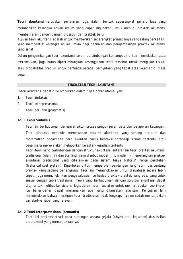 Teori Akuntansi Teori Akuntansi
