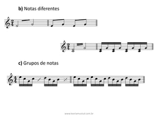 b)	Notas	diferentes
c)	Grupos	de	notas
www.teoriamusical.com.br
 