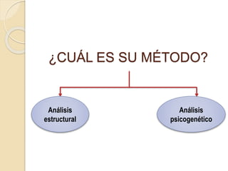¿CUÁL ES SU MÉTODO?
Análisis
estructural
Análisis
psicogenético
 