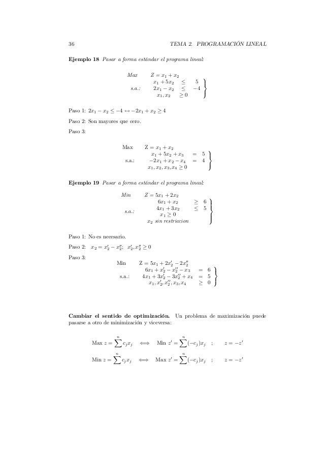 Forma Canónica Y Estándar De Un Modelo De Programación Lineal