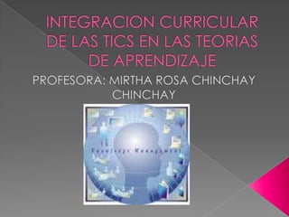 INTEGRACION CURRICULAR DE LAS TICS EN LAS TEORIAS DE APRENDIZAJE PROFESORA: MIRTHA ROSA CHINCHAY CHINCHAY 