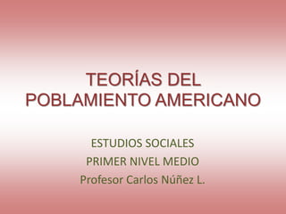 TEORÍAS DEL
POBLAMIENTO AMERICANO
ESTUDIOS SOCIALES
PRIMER NIVEL MEDIO
Profesor Carlos Núñez L.
 
