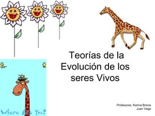 Teorías de la
Evolución de los
  seres Vivos

            Profesores: Karina Brevis
                          Juan Vega
 