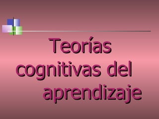 Teorías cognitivas del  aprendizaje 