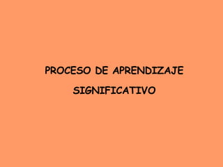 PROCESO DE APRENDIZAJE SIGNIFICATIVO 