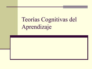 Teorías Cognitivas del
Aprendizaje
 