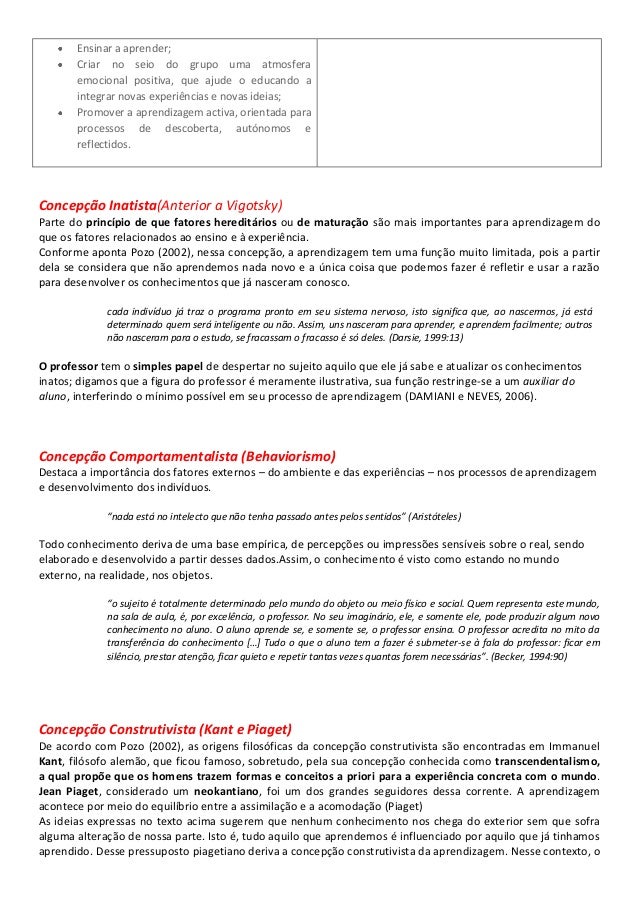 teorias da aprendizagem resumo pdf