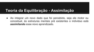 Teorias da aprendizagem de Piaget equilibra o e fases de