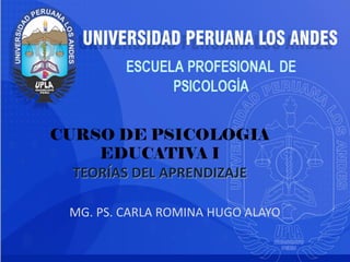 MG. PS. CARLA ROMINA HUGO ALAYO
CURSO DE PSICOLOGIA
EDUCATIVA I
TEORÍAS DEL APRENDIZAJE
 