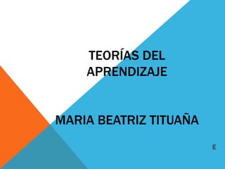TEORÍAS DEL
    APRENDIZAJE


MARIA BEATRIZ TITUAÑA
                        E
 