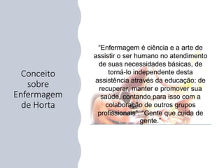 Conceito
sobre
Enfermagem
de Horta
 