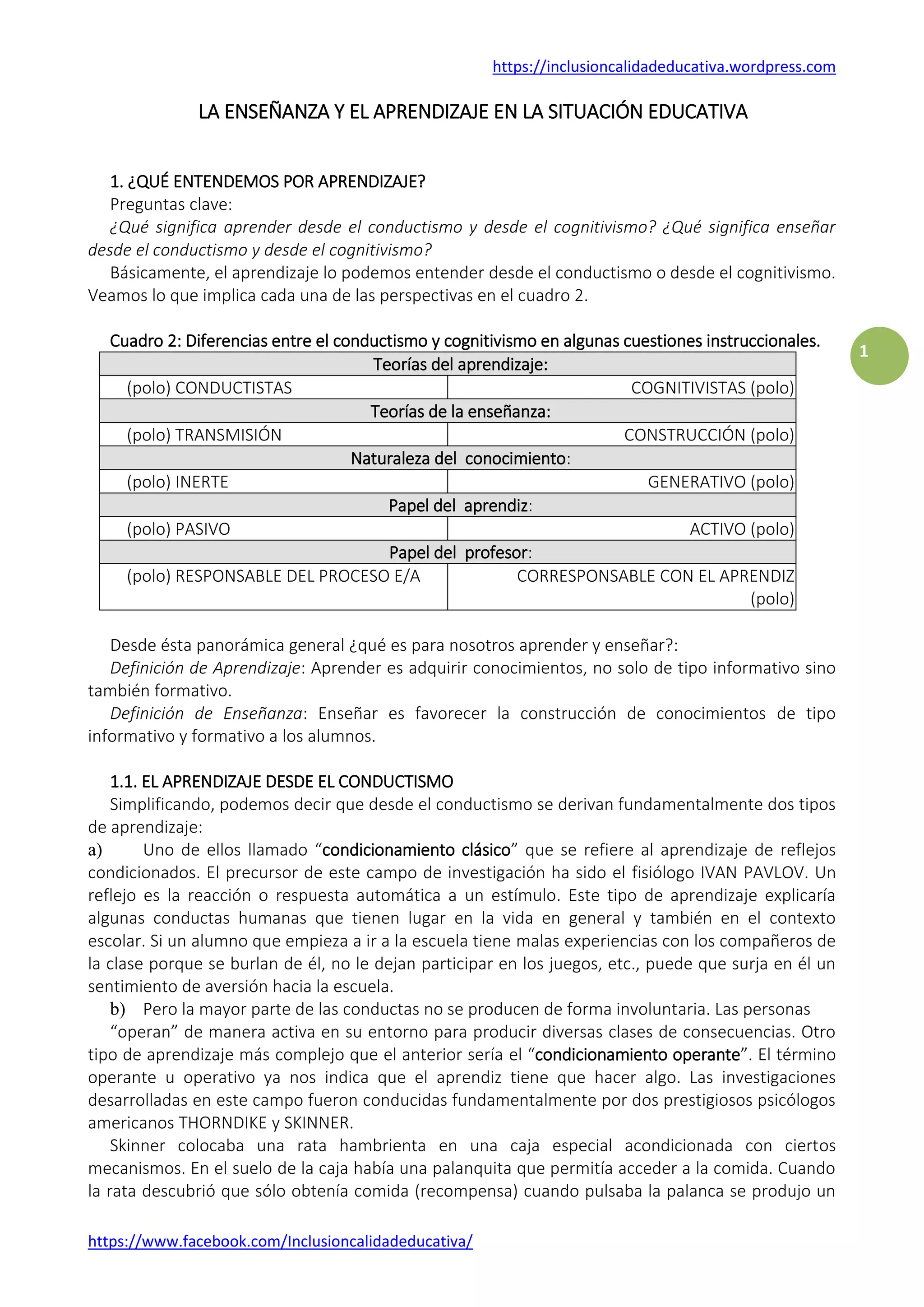 Teorias de enseñanza y aprendizaje | PDF