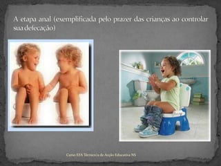 A etapa anal (exemplificada pelo prazer das crianças ao controlar sua defecação)Curso EFA Técnico/a de Acção Educativa NS 
