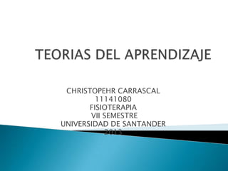 CHRISTOPEHR CARRASCAL
         11141080
       FISIOTERAPIA
       VII SEMESTRE
UNIVERSIDAD DE SANTANDER
           2013
 