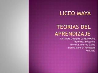 Alejandra Georgina Cabello Muñiz
Tecnología Educativa
Verónica Monrroy Espino
Licenciatura En Pedagogía
Año 2017
 