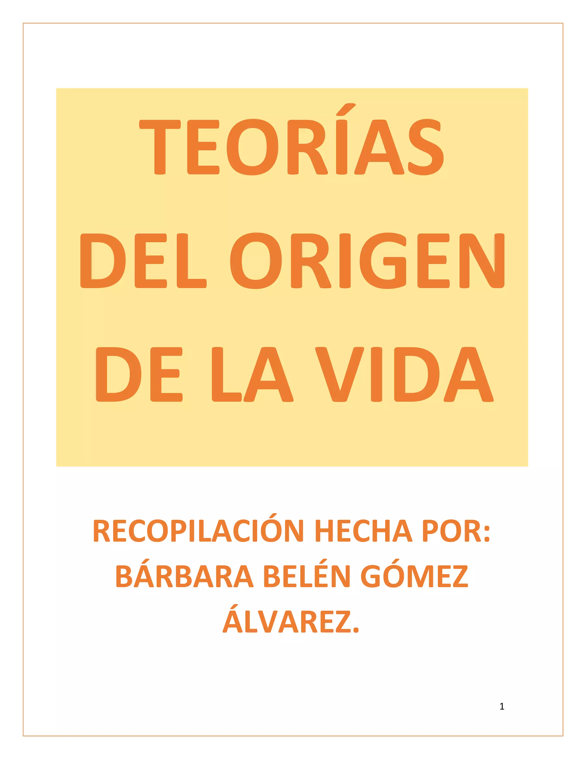 Teorias del origen de la vida | PDF