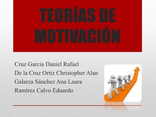 TEORÍAS DE
MOTIVACIÓN
Cruz García Daniel Rafael
De la Cruz Ortiz Christopher Alan
Galarza Sánchez Ana Laura
Ramírez Calvo Eduardo
 