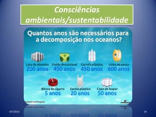 Consciências
ambientais/sustentabilidade
4/7/2013 24
 