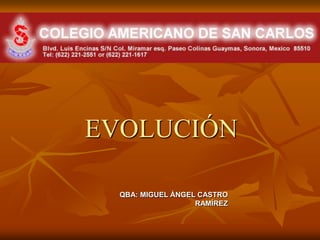 EVOLUCIÓN

  QBA: MIGUEL ÁNGEL CASTRO
                   RAMÍREZ
 