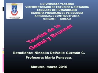 Estudiante: Ninoska DelValle Guzmán C.
Profesora: María Fonseca.
 
Maturín, marzo 2016
 