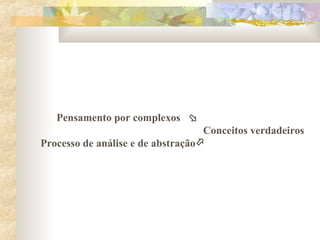 Pensamento por complexos 
Conceitos verdadeiros
Processo de análise e de abstração
 
