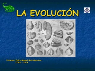 LA EVOLUCIÓNLA EVOLUCIÓN
Profesor: Pedro Manuel Soto GuerreroProfesor: Pedro Manuel Soto Guerrero
ITMA - 2014ITMA - 2014
 