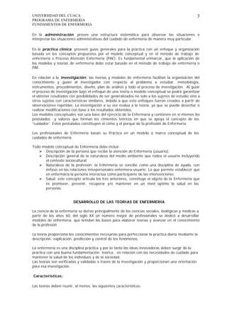 UNIVERSIDAD DEL CUACA
PROGRAMA DE ENFERMERIA
FUNDAMENTOS DE ENFERMERIA
3
En la administración; provee una estructura siste...
