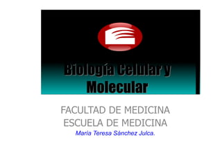 Biología Celular y
    Molecular
FACULTAD DE MEDICINA
 ESCUELA DE MEDICINA
  María Teresa Sánchez Julca.
 