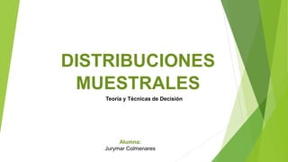 Alumna:
Jurymar Colmenares
DISTRIBUCIONES
MUESTRALES
Teoría y Técnicas de Decisión
 