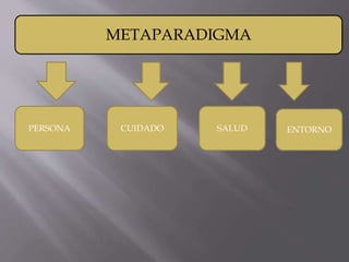 PERSONA CUIDADO SALUD ENTORNO
METAPARADIGMA
 