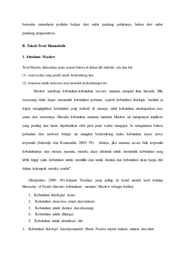 Teori belajar humanistik dan implikasinya dalam pembelajaran