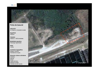 BASURAL ESPORA




Ficha de basural

Ubicación
Av Espora y Autopista la plata

Superficie
2000m2

Volumen
2000m3 / 1400 toneladas

Modalidad operativa
Descarga regenteada

Edad
2 años

Condición topográfica
Margen rivereña
Actividad de cirujeo

Situación urbana colindante
Industria
basural
arroyo
Calles de tierra
espacios verdes
Avenida de alto transito
 
