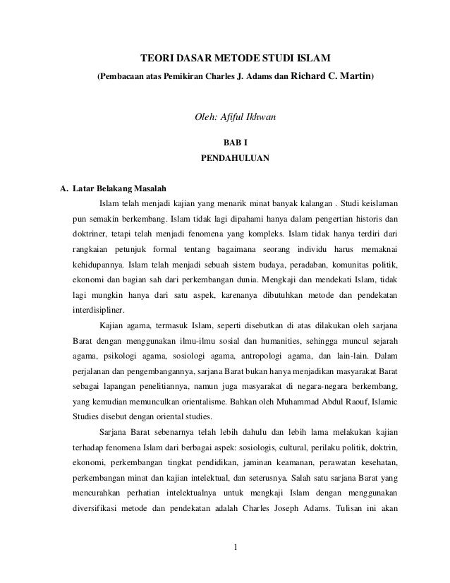 Teori Dasar Metode Studi Islam