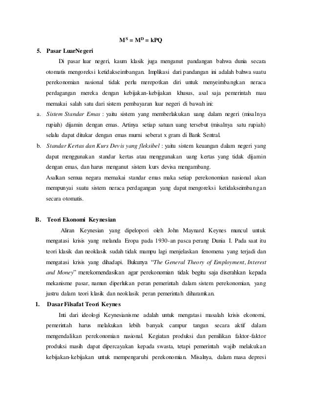 Teori Ekonomi Klasik Vs Teori Ekonomi Keynesian 1
