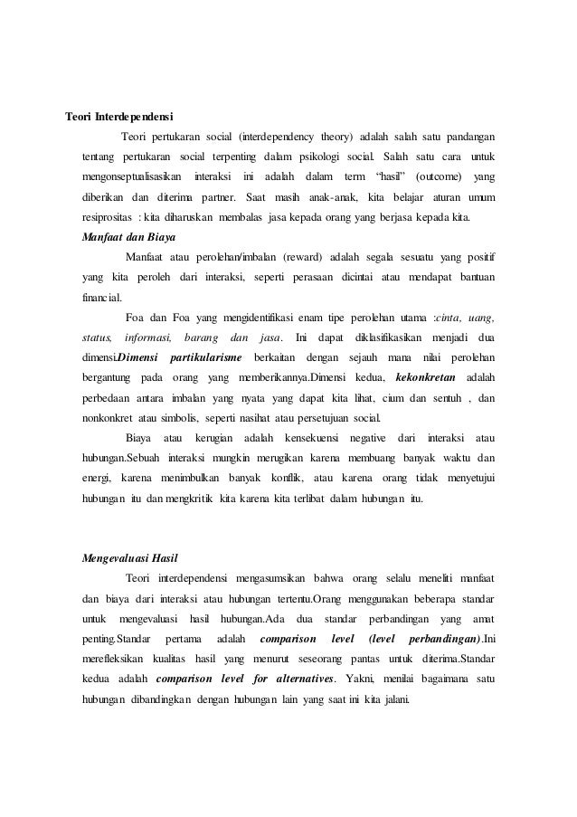 Teori Interdependensi Pertukaran Sosial