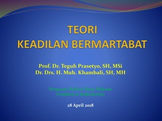 Prof. Dr. Teguh Prasetyo, SH, MSi
Dr. Drs. H. Muh. Khambali, SH, MH
Program Doktor Ilmu Hukum
UNISSULA SEMARANG
28 April 2018
 