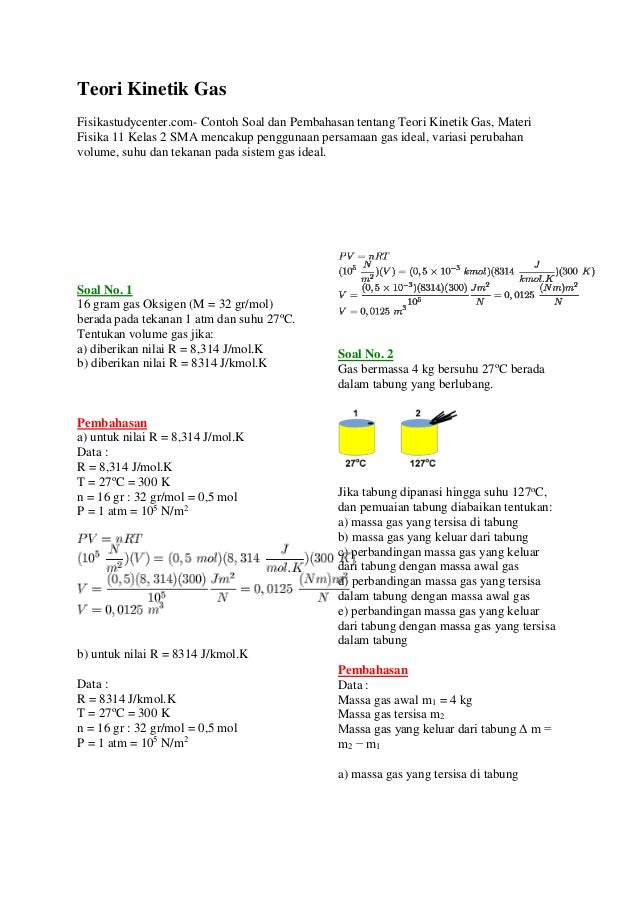 Soal Dan Pembahasan Materi Kinetik Gas Sma