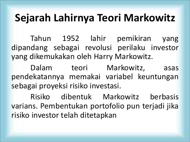Teori Markowitz Ppt