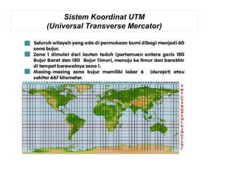 Sistem Koordinat UTM 
(Universal Transverse Mercator) 
 