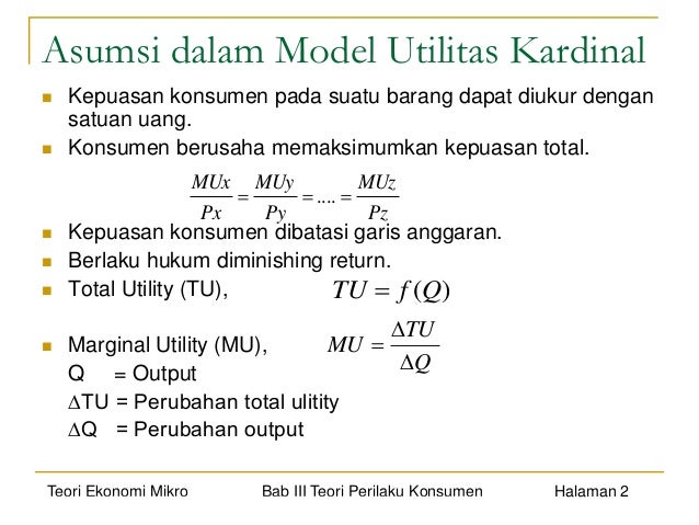 Contoh Soal Ekonomi Mikro Teori Perilaku Konsumen Barisan Contoh